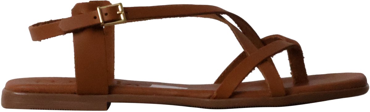 Platte leren sandalen