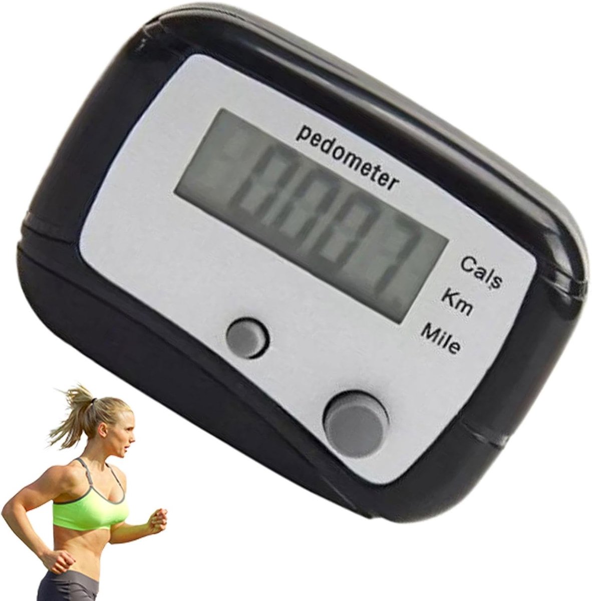 Compacte stappenteller - Digitaal LCD - Fitness volgen - Eenvoudige activering - 4.7 x 3.5 cm - Zwart