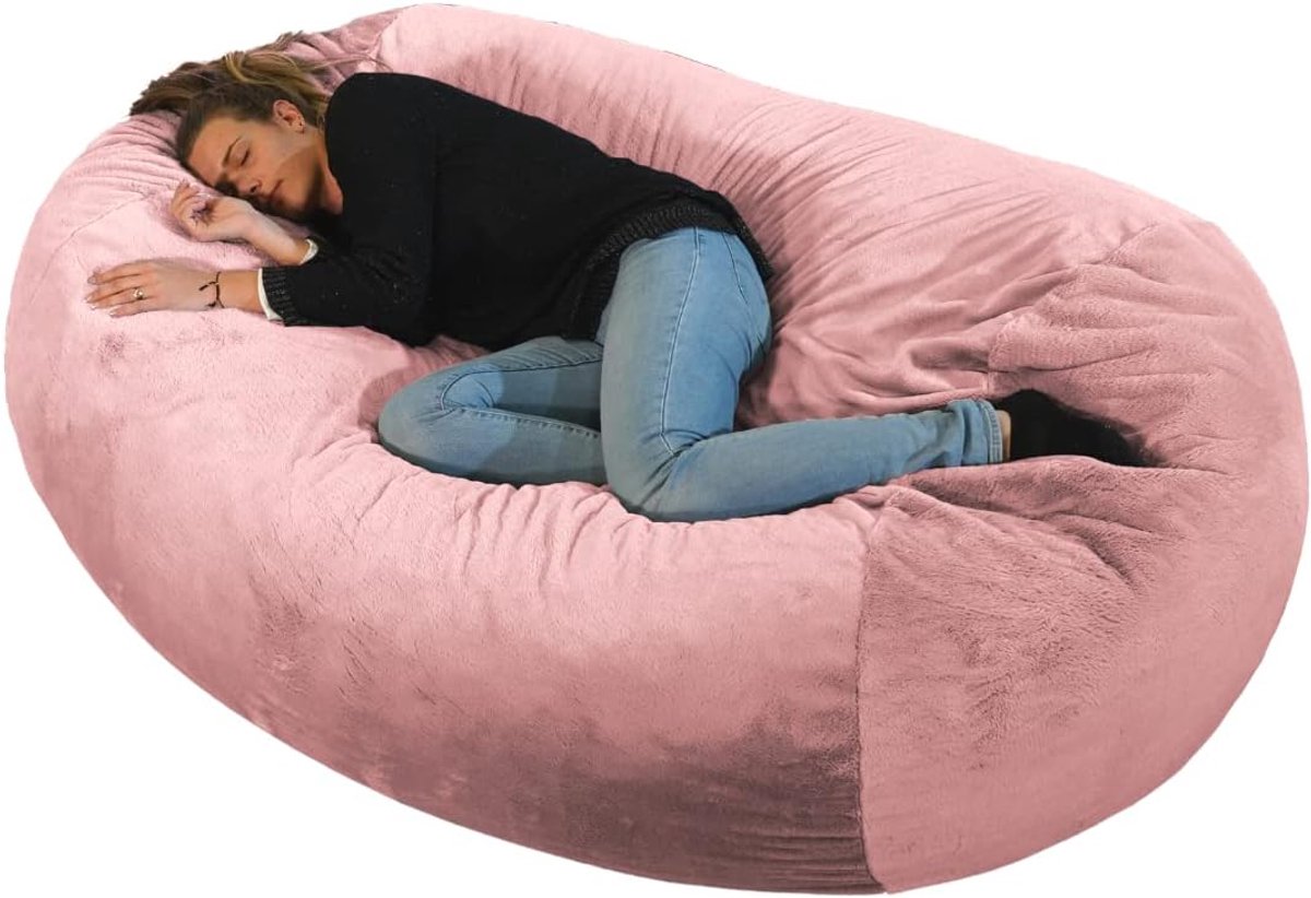 XXL Zitzak - Poef Bed - Ontspannen Zitten - Wasbare Buitenhoes - 160x90x60 cm - Roze