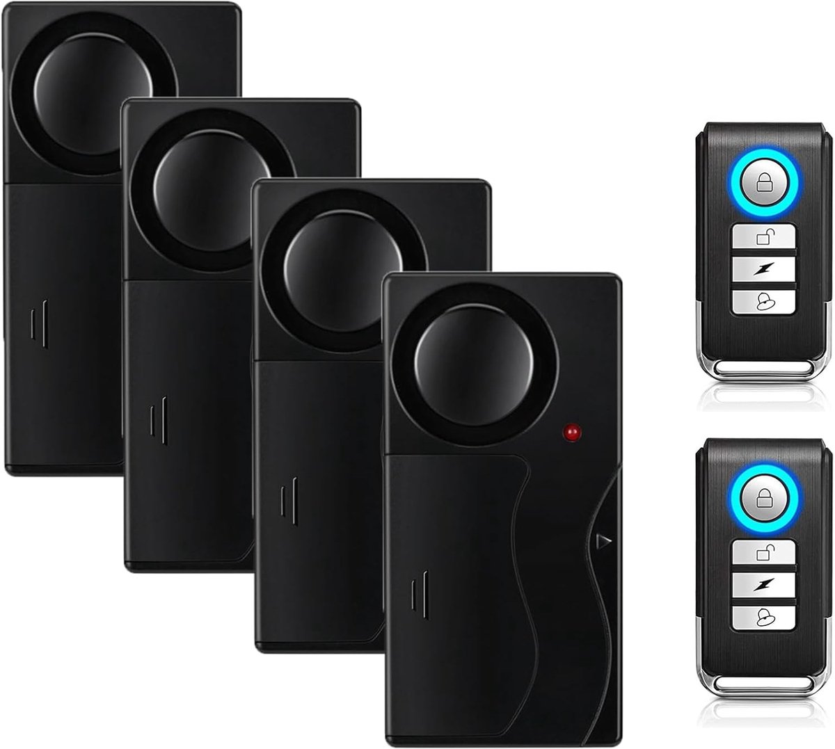 Trilalarm - Bewegingssensor Alarm - Beveiliging Fiets - 110dB Luid Geluid - 4 Sensoren - Zwart