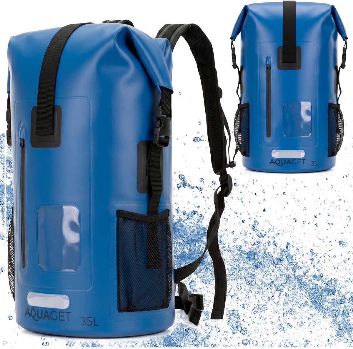 Aquaget® Drybag | Waterdichte Tas | 35 Liter | Blauw