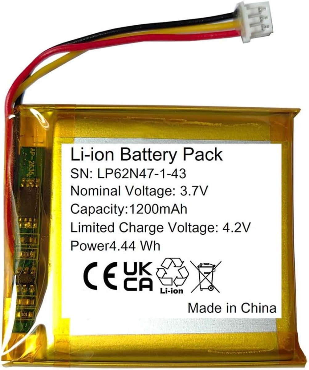 Batterij Vervanging - Oplaadbare Li-Po - Babyfoon Gebruik - Overlaad Beveiliging - 1200mAh - Zwart
