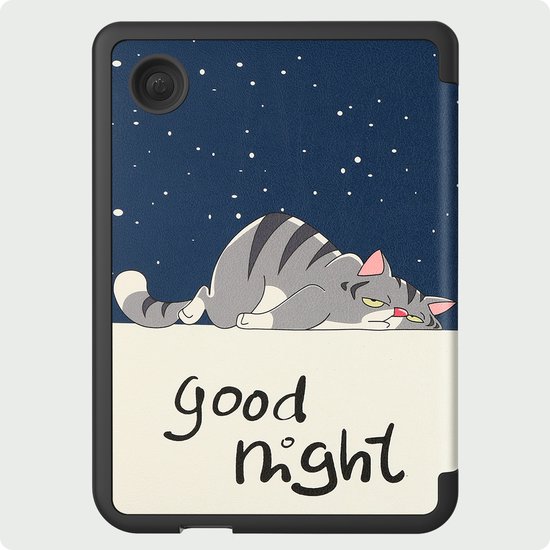 Hoes Geschikt voor Kobo Clara Colour Hoesje Bookcase Cover Hoes Trifold Met Screenprotector - Hoesje Geschikt voor Kobo Clara Colour Hoes Cover Case - Kat — afbeelding 5