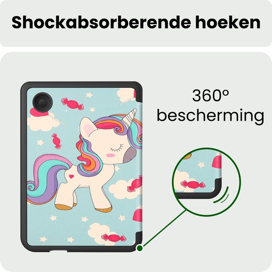 Hoes Geschikt voor Kobo Clara 2E Hoesje Bookcase Cover Hoes Trifold Met Screenprotector - Hoesje Geschikt voor Kobo Clara 2E Hoes Cover Case - Eenhoorn — afbeelding 4
