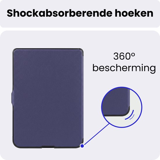 Hoes Geschikt voor Kobo Nia - Luxe E-reader Trifold Case - Bescherm Hoesje Book Cover - Donkerblauw — afbeelding 5