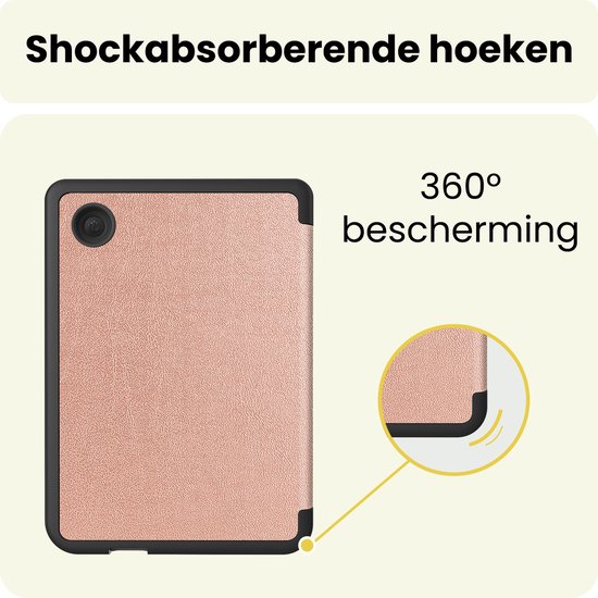 Hoes Geschikt voor Kobo Clara 2E - E-reader Bescherm Hoesje Case Sleep Cover Trifold - Hoes Geschikt voor Kobo Clara 2E Hoesje - Rosé Goud — afbeelding 4