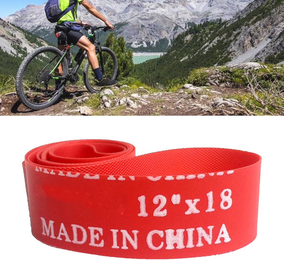 Fietsvelgstrip - Band bescherming - Lekke band voorkomen - Dubbellaagse bescherming - 18 mm breed - Rood