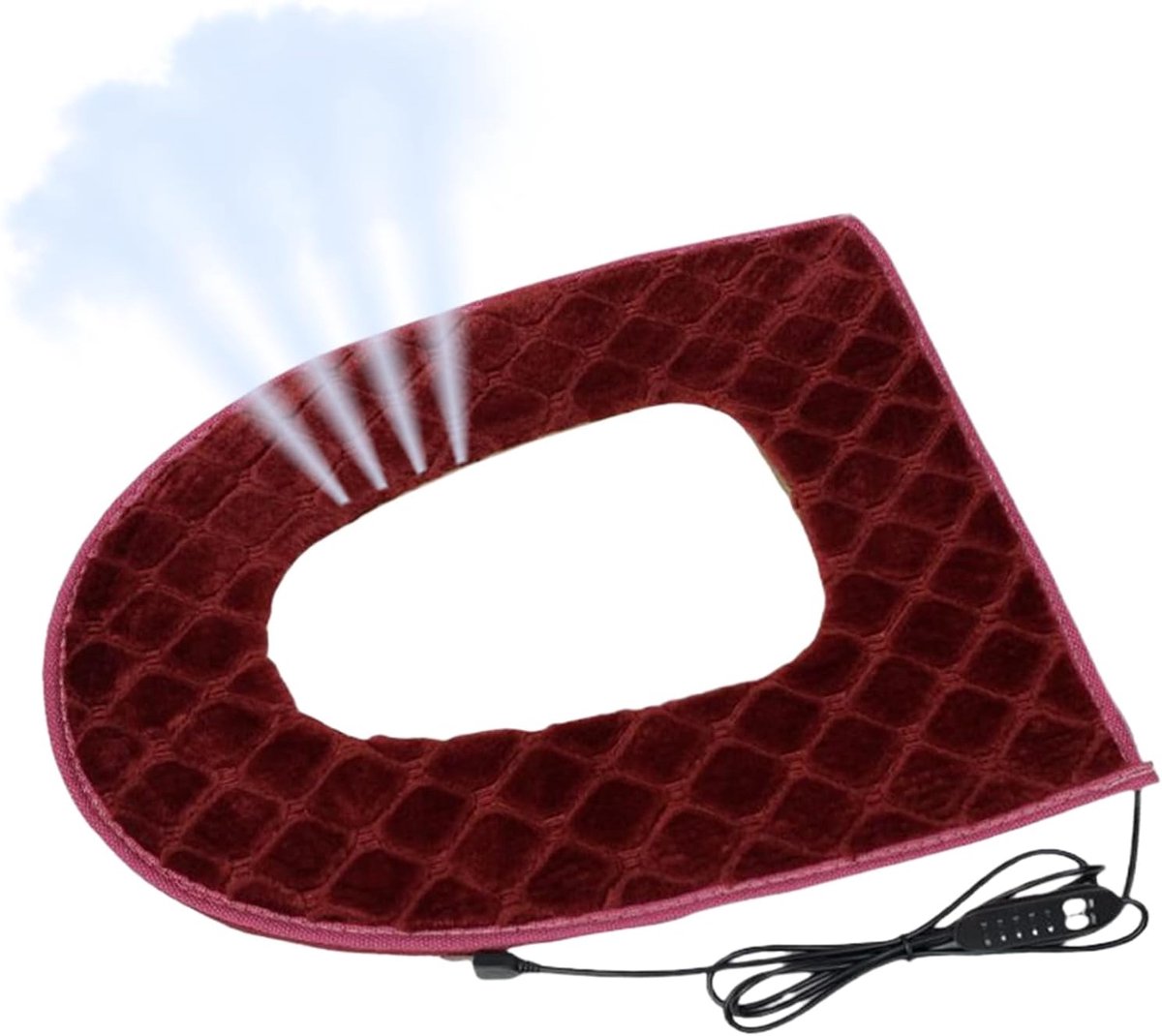 Toiletbril Kussen - Verwarmde Deksel - Comfort In Winter - 5 Warmte Niveaus - 43x37cm - Wijn Rood