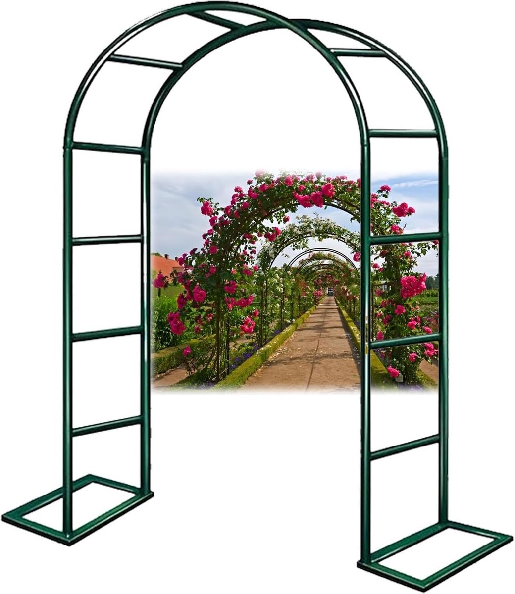Metalen Rozenboog - Tuinboog - Klimplanten Ondersteunen - Verstelbare Breedte - 140x240 cm - Groen