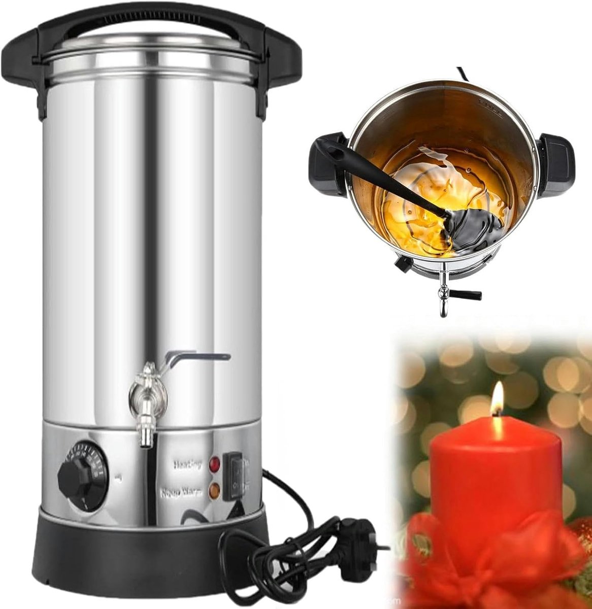 Elektrische Wax Smelter - Kaarsenmaker Waxpot - Kaarsen Maken - Met Schenktuit - 8L-45L - Zilver