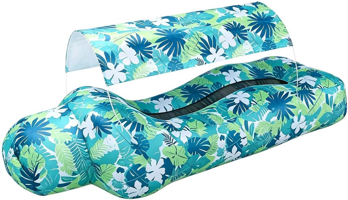 Opblaasbare Lounger - Luchtbank Zonnescherm - Buiten Ontspannen - Zonder Pomp - 190x75cm - Groen