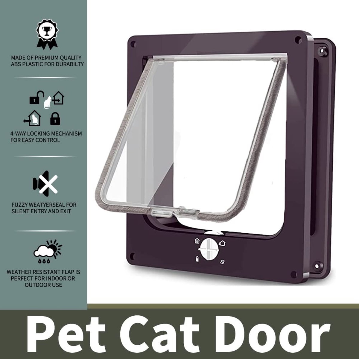 Dailygoods- Kattenluik XL - 4-weg vergrendeling - Kattenluik met microchip - Duurzaam - Stille werking - Eenvoudig te installeren - Huisdierdeur thumbnail 5