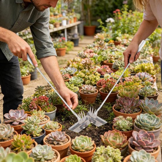 Onkruidsteker Roestvrij Staal - Handgereedschap Tuin - Onkruid Verwijderen - Ergonomische Lange Handgreep - 49.5 cm - Zilver — afbeelding 3
