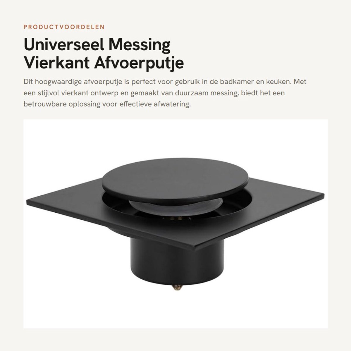 Dailygoods- Afvoerputje Messing 4 inch - Doucheafvoer - Afvoerputje Zeefje - Doucheafvoerkap Haarvanger - Geschikt voor Badkamer/Keuken - Diameter 50/75 mm