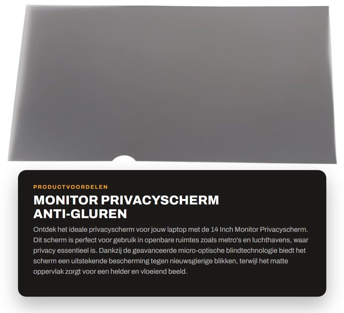 Dailygoods- Privacyscherm 14 Inch - Antireflectie - Micro-optische Blindtechnologie - Dubbelzijdig - Bescherming Ogen - Geschikt voor Openbare Plaatsen - Schermbeschermer