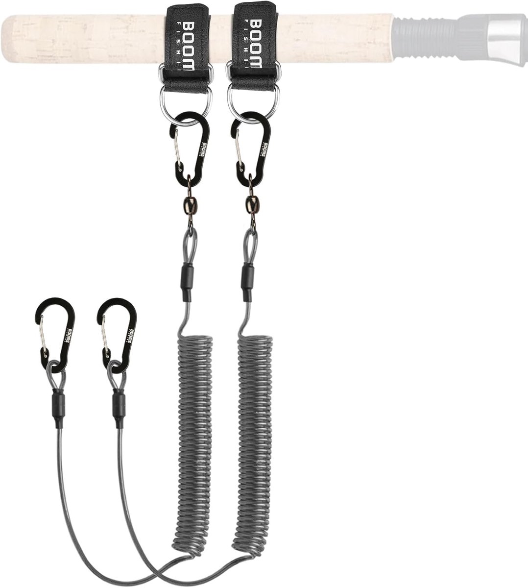 Hengelstok Tether - Kayak Paddle Leash - Visgerei Beveiligen - Verstelbaar tot 79 inch - 2 stuks - Zwart
