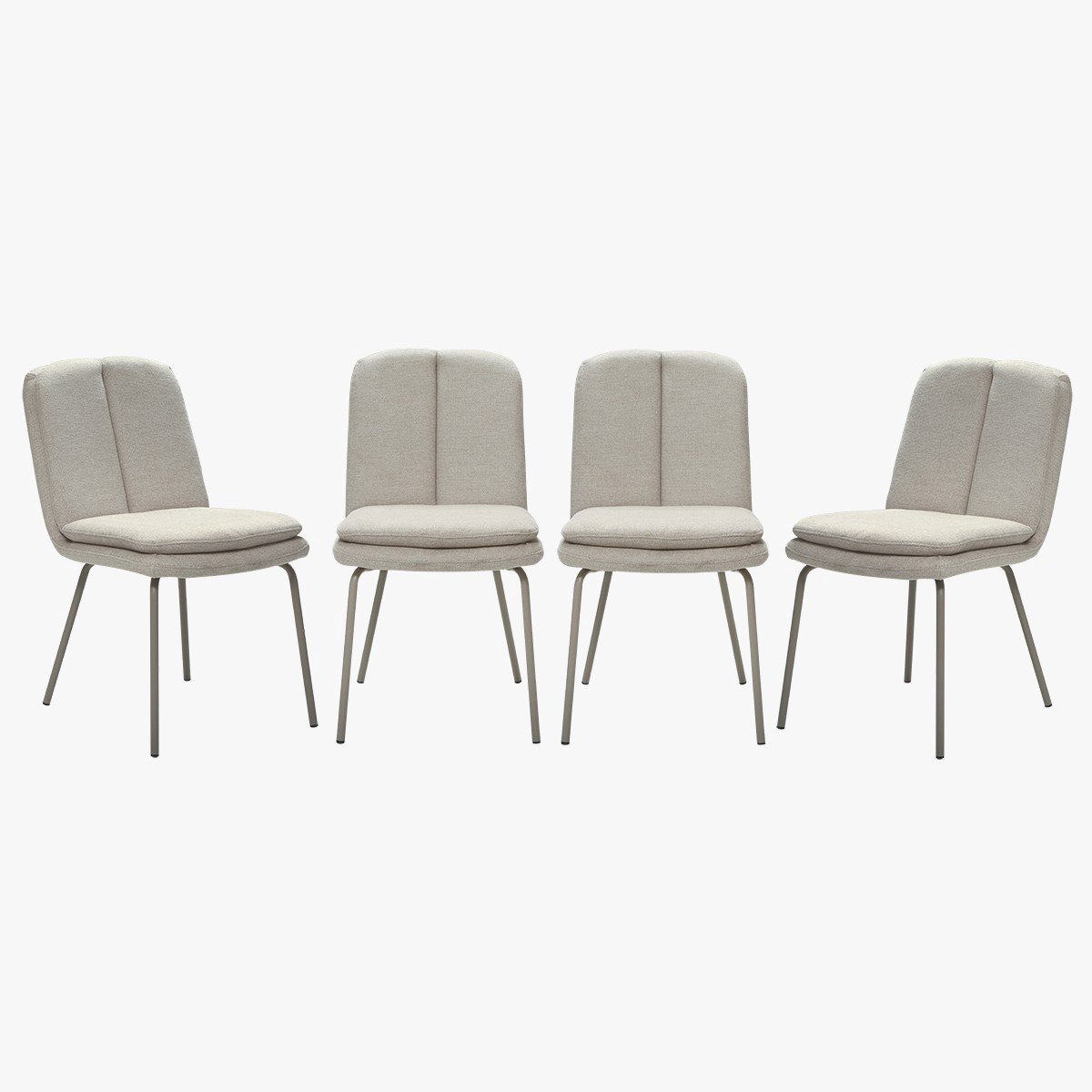 CALICOSY - Stoelen set van 4, gestoffeerde met beige metalen poten H85 cm - LYSA