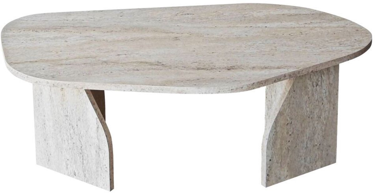 CALICOSY - Salontafel met organisch gevormd blad en brede poten L100 cm - ROCK