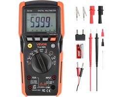VEVOR Digitale Multimeter, 6000-Count TRMS DC/AC Voltmeter Stroomtester, Auto-Ranging Multimeter voor Stroom Spanning Weerstand Capaciteit Temperatuur Diodes Doorgangsonderzoek Lage Impedantie Meting