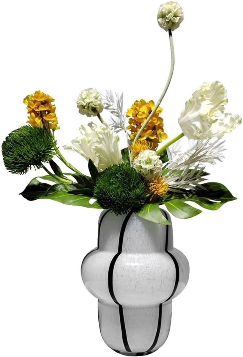 Kunstbloemen Boeket - Zijde Bloemen - Woonkamer Decoratie - Handgemaakt Ontwerp - 66 cm Hoog - Zwart Wit