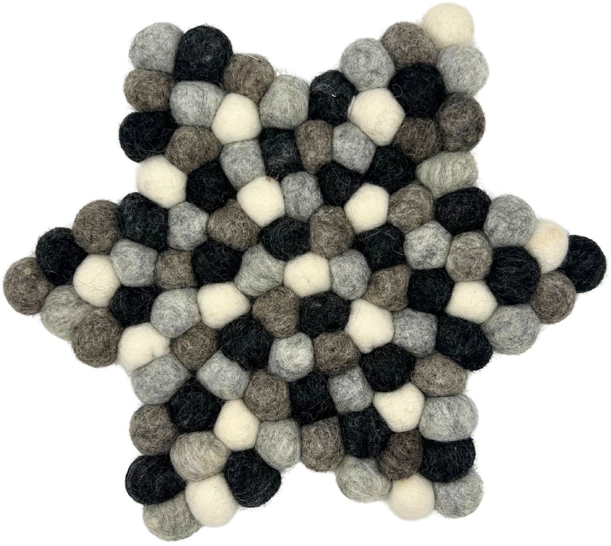Felt Ball Star Centre Mat - Multi Grey Colour
