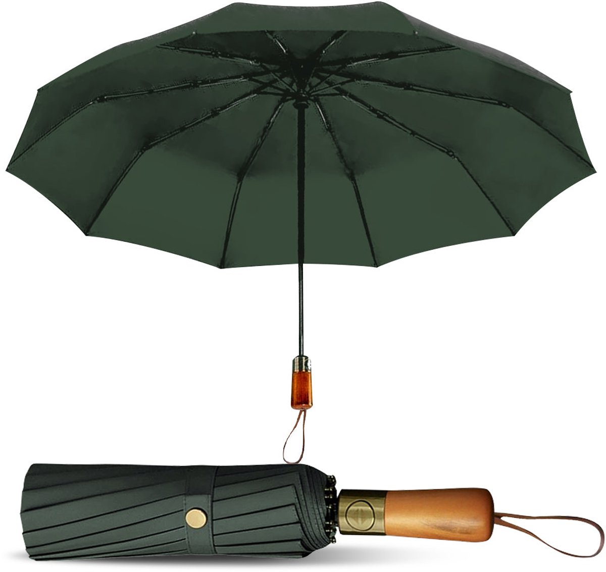 LE MONDE DU PARAPLUIE Automatische, windbestendige opvouwbare paraplu voor heren,Groen
