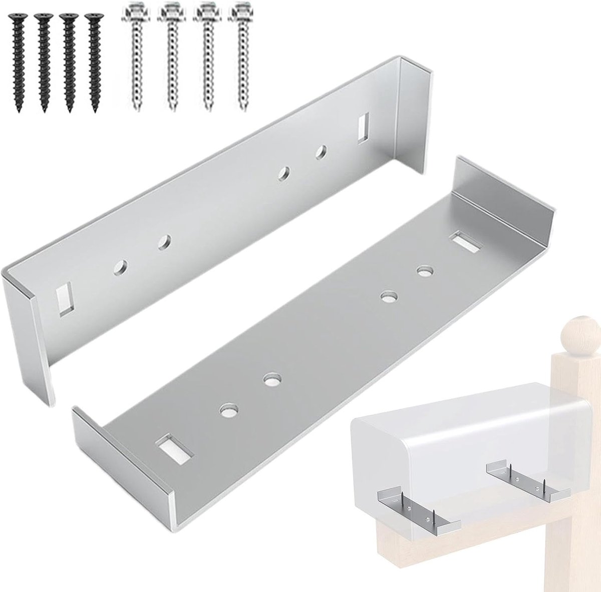 Brievenbus Bevestiging - Montage Beugel - Brievenbus Plaatsen - Zware Belasting - 8 Inch Breed - Zilver
