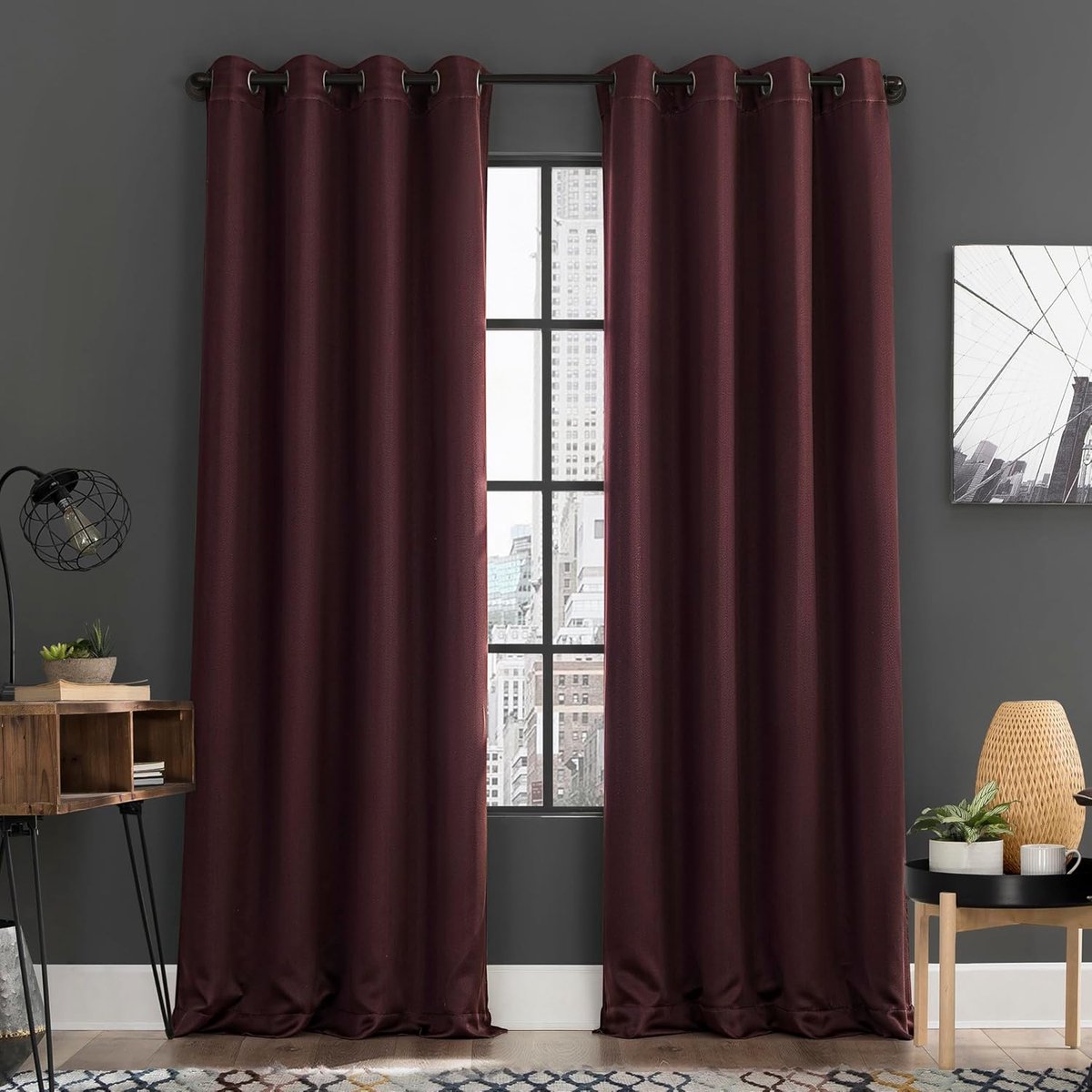 Verduisterende Gordijnen - Paneel Gordijnen - Rustige Slaap - Energiebesparend - 137 x 213 cm - Merlot Rood