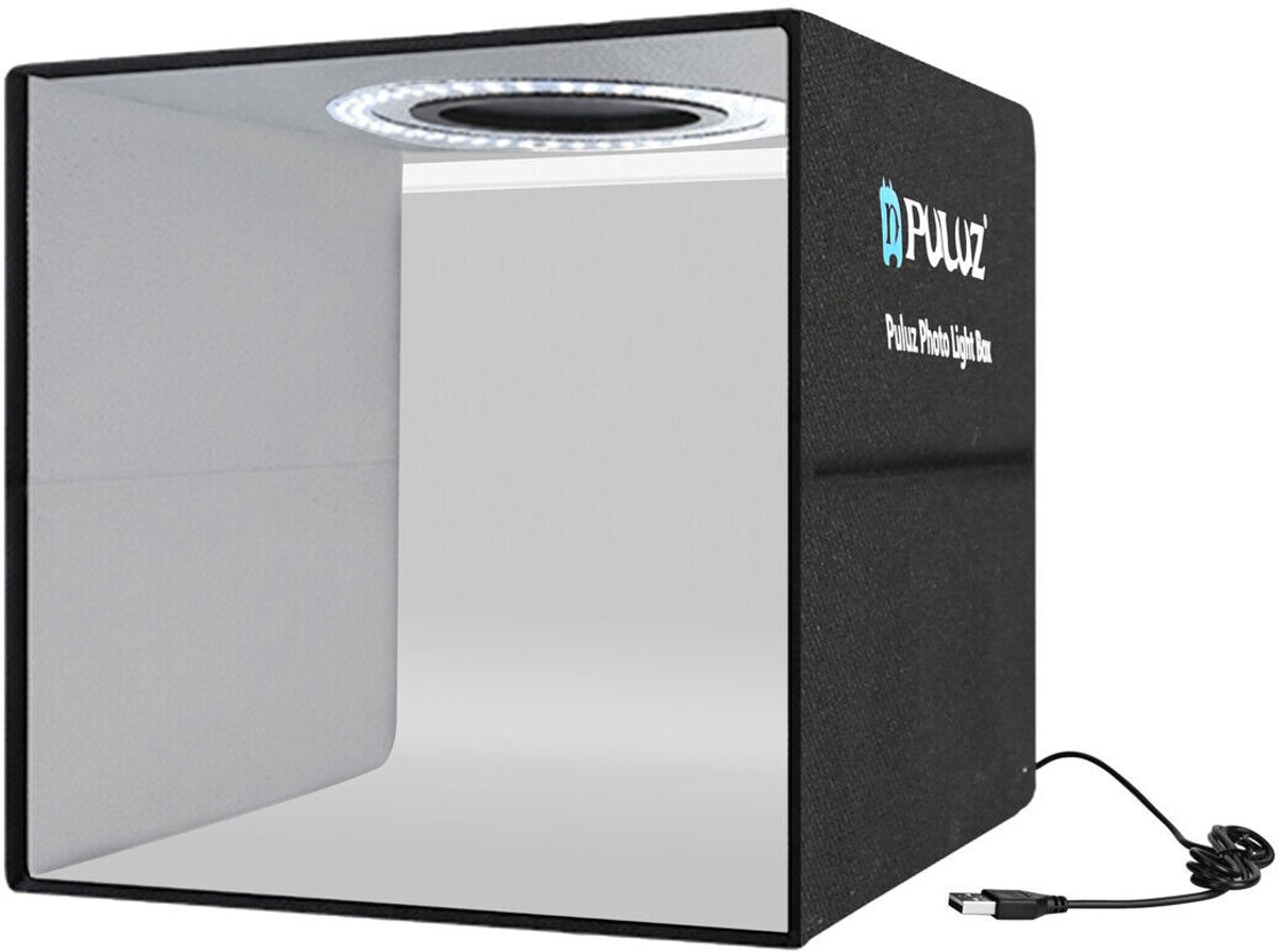 Studio Lightbox Set - Draagbare Studio - Opvouwbare Studio - Ringlamp - 40x40x40 cm - Met LED-verlichting - 12 Kleuren - Inclusief 6 Dubbelzijdige Achtergronden