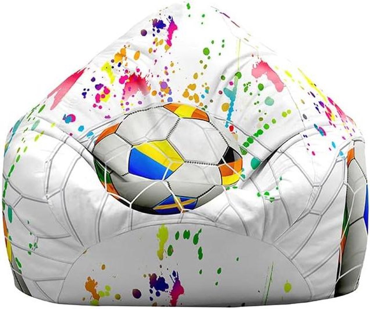 Zitzakhoezen Zonder Vulling - Stoelhoes Opbergzak - Speelgoed Opbergen - Duurzaam Katoen Linnen - 90x110cm - Voetbal
