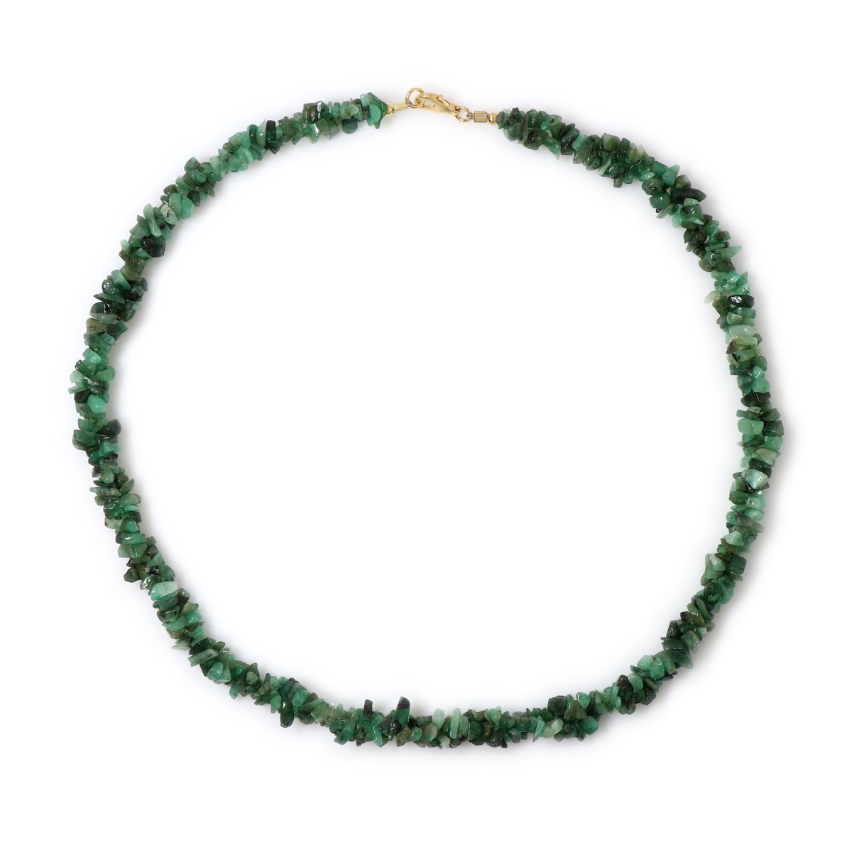 Cavill - Zilveren Halsketting met Natuurlijke Zambia Smaragd - 925 Sterling Zilver Verguld - 45 cm - 120,7 ct Fancy Kralen - Elegante Dames Sieraden