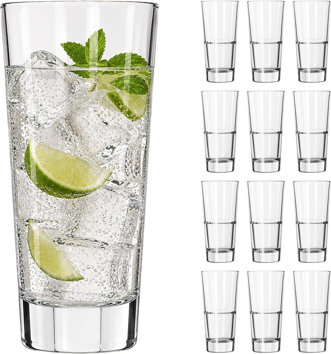 Libbey Endeavor Highballglazen - Drinkglazen Set - Transparant Geperst Glas - 296 ml - 12 Stuks