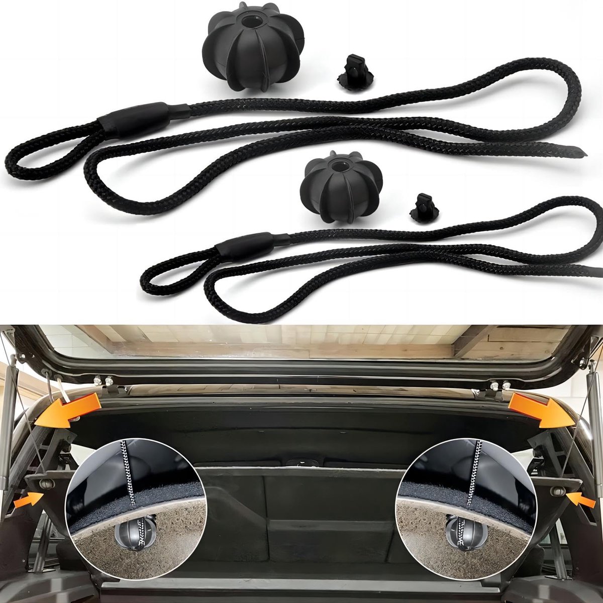 Namajunas - Autoaccessoires - 2 Stuks Pakketrek Achterkoord - Trekkoord voor pakketrek kofferbak - Kofferbak Organizer - Trekkoord voor Auto achterplank - Kofferband - Kabel 50 cm - Voor Auto VW en Audi