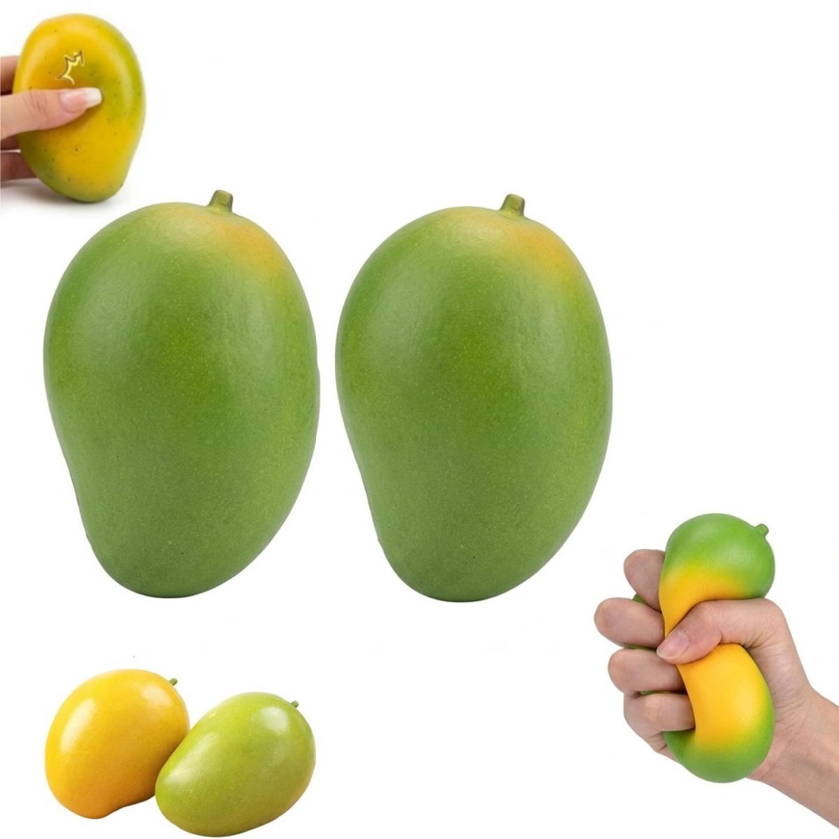 casalora Kleurveranderende Mango Squishy Set van 2 – Slow Rising Anti Stress Speelgoed – Warmtegevoelige Fidget Toy – Zacht Knijp Speelgoed