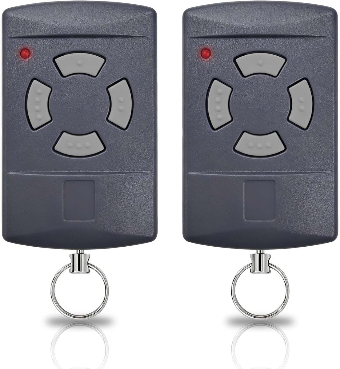 40,685 MHz grijze garagedeur-afstandsbediening met drukknoppen | 4-kanaals afstandsbediening voor garagedeuropeners, compatibel met de frequentie 40,685 MHz, set van 2 stuks
