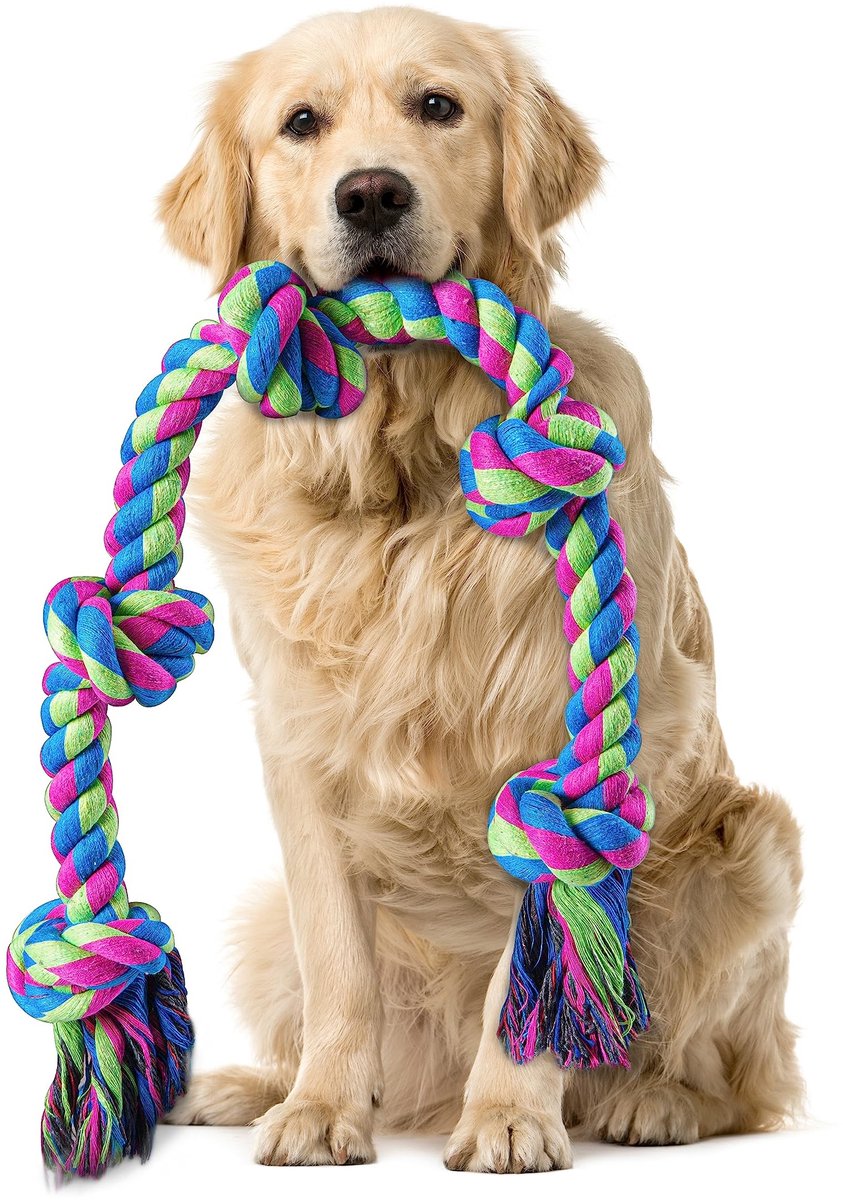 Elzusha - Honden Speeltouw Onverwoestbaar Katoen 5 Knopen 95 cm XXL Grote Honden