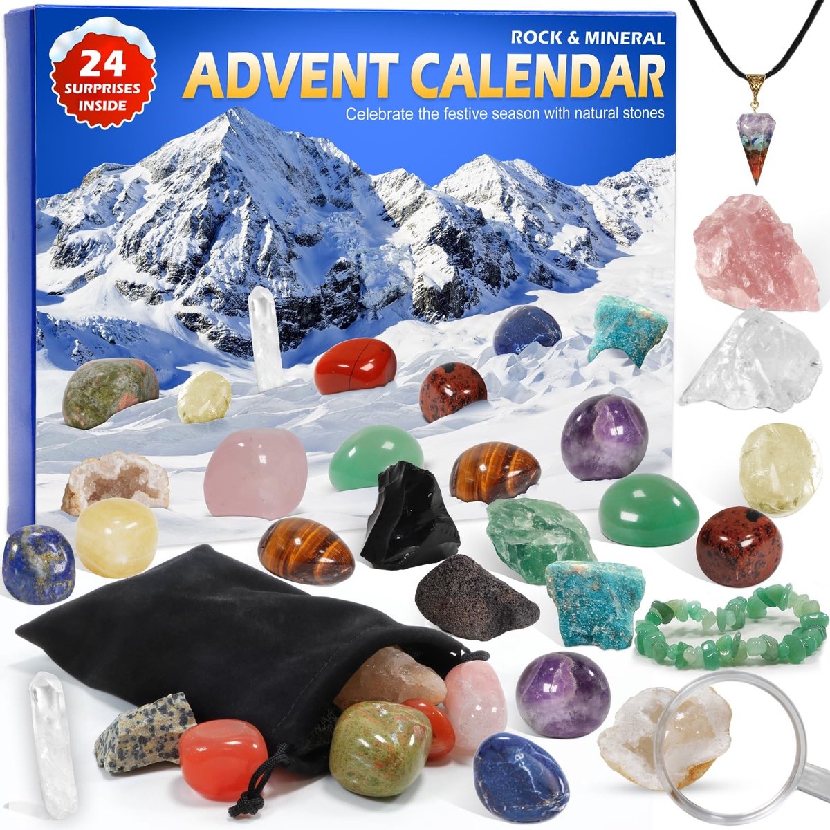 Elzusha - Adventkalender 2025 Kristallen voor Kinderen - Kerst Countdown Cadeau