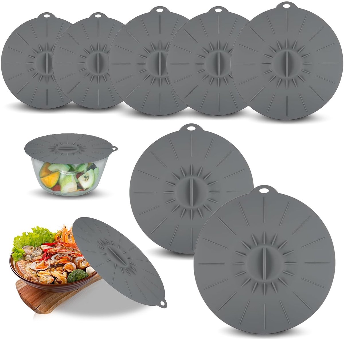 SolidKeus - Set van 7 Siliconen Lids voor Diverse Maten