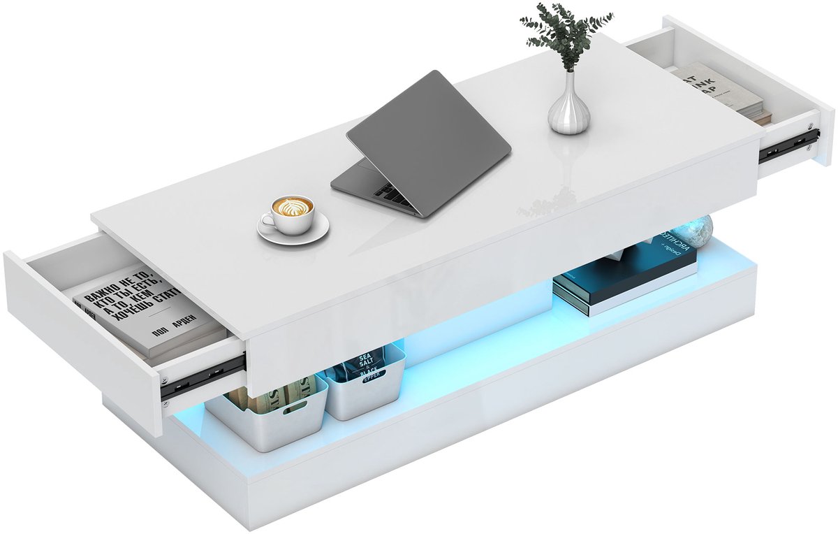 HOMCOM Coffee Table-Spanplatte-120L x 50B x 42H cm-Weiß
