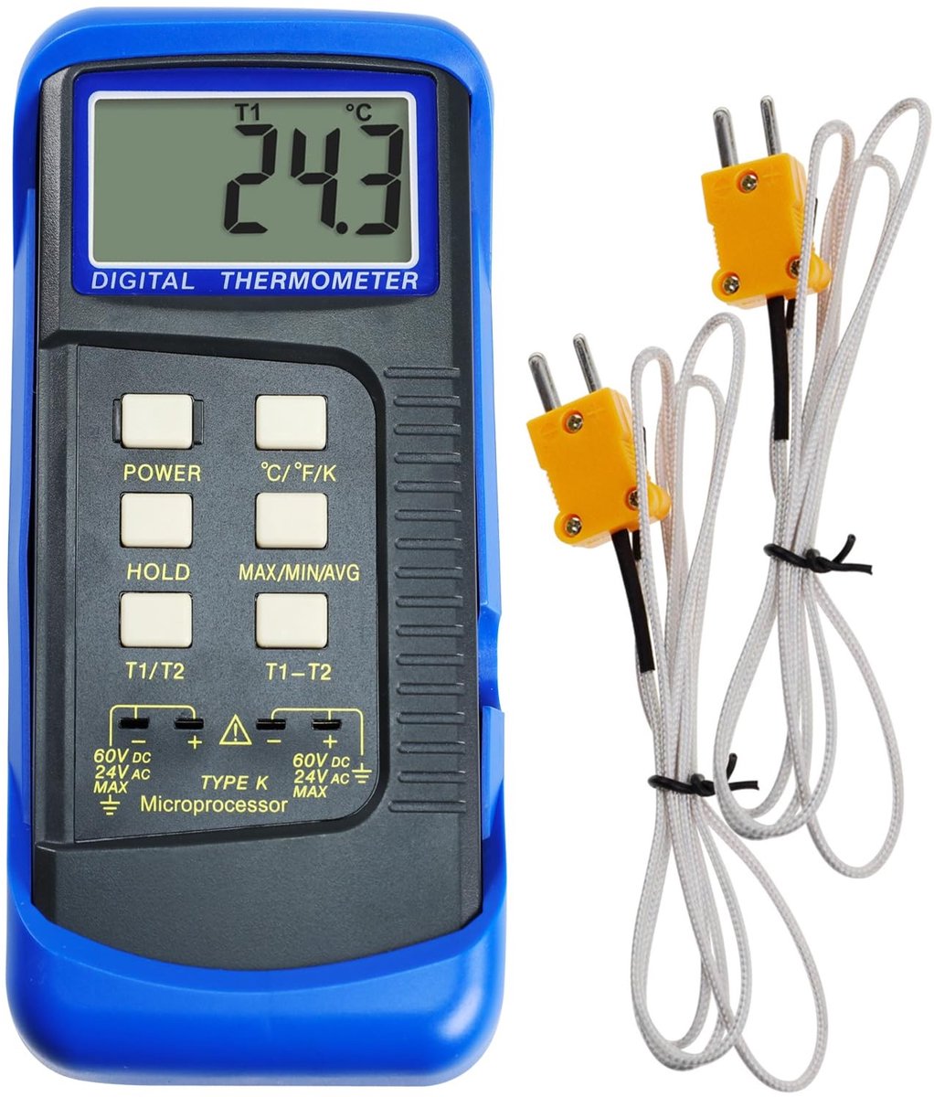 SolidKeus - Digitale 2-Kanaals K-Type Thermometer met 4 Thermokoppels