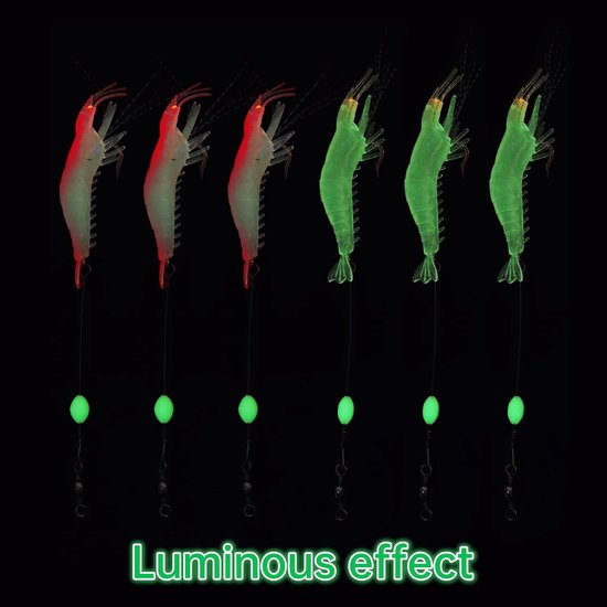 Luminous Soft Shrimp Lures voor Zoutwater Vissen, Kunstmatige Siliconen Aas met Haken voor Forel, Baars en Zalm — afbeelding 2