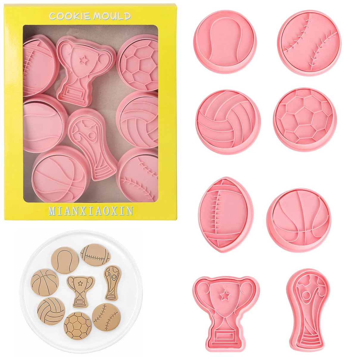 SolidKeus - Set van 8 Voetbal Koekjessnijders voor Creatief Bakken