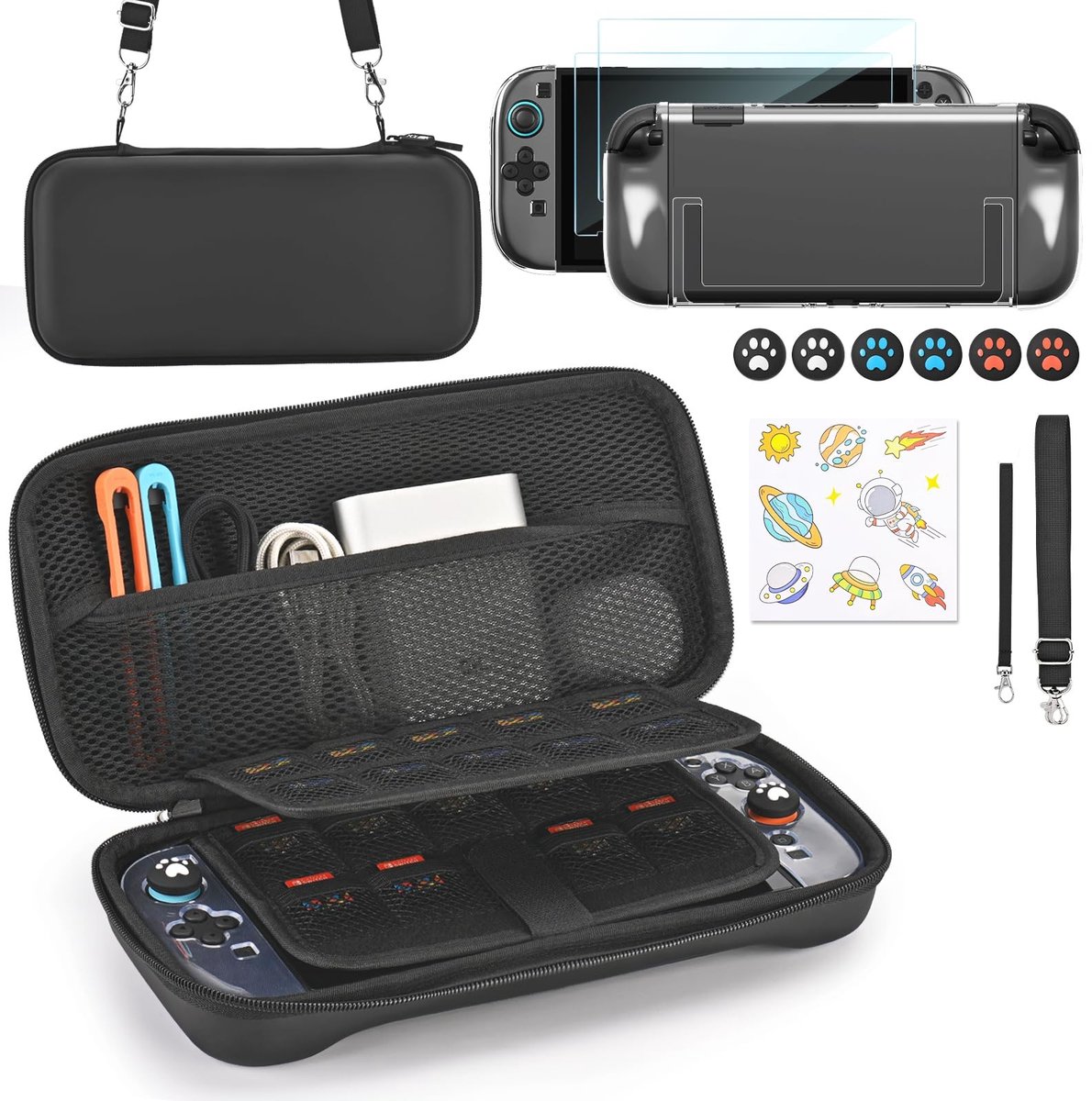 SolidKeus - 15-in-1 Accessoireset voor Switch 2 met Draagtas en Beschermhoes (Zwart)