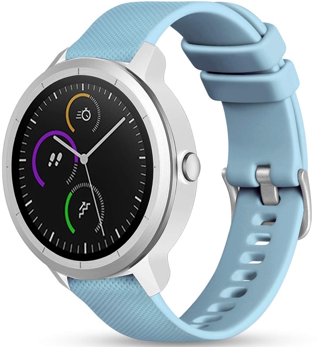 SolidKeus - Vervangende Siliconen Sportband voor Smartwatch 20mm Lichtblauw