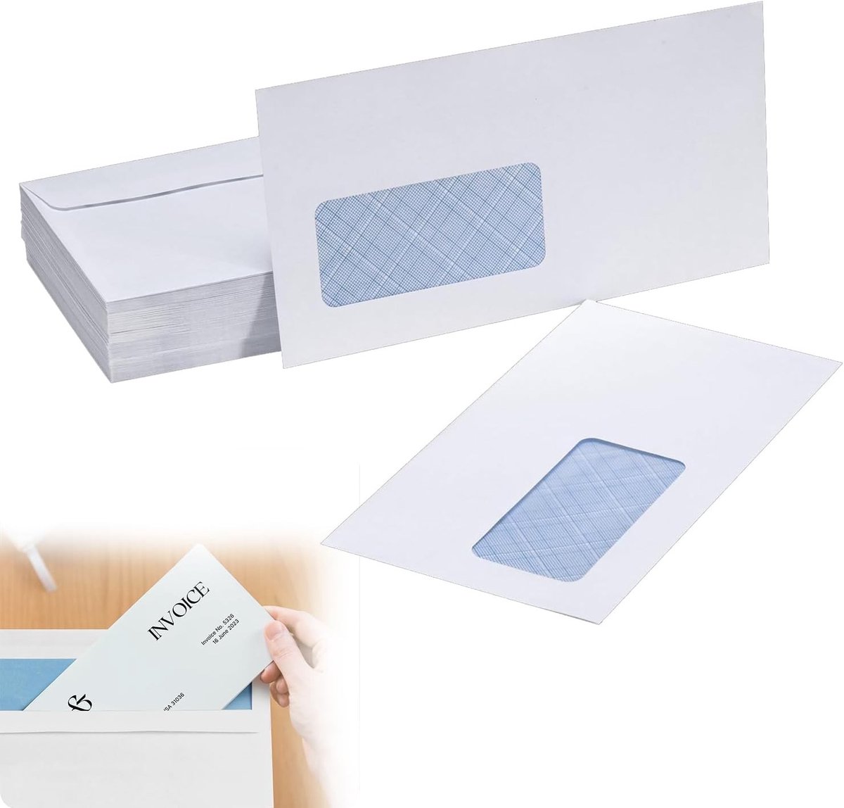 Set van 50 Zelfklevende Vensterenveloppen van 80 gsm - Privacy, Printbaar, 225 x 115 mm