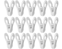25 stuks- wasknijpers-wasknijpers kunststof -wasknijpers groot-wasknijpers plastic -Droogrek Knijpers -Knijpers-Binnen en Buiten-Strandlaken Knijpers - Badlaken Clips -Voor Handdoeken, Hoed, Jurken,Badhanddoek-Winddicht-Anti Slip-Wit-7cm
