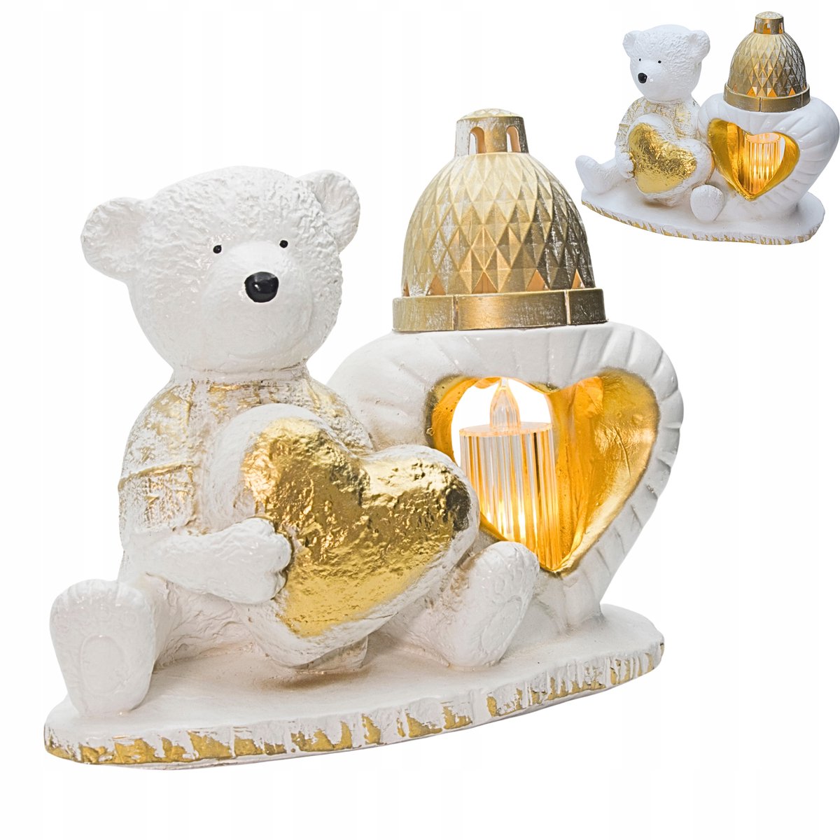 Golden Beer Graf decoratie met LED harde lantaarn, 22 cm hoog