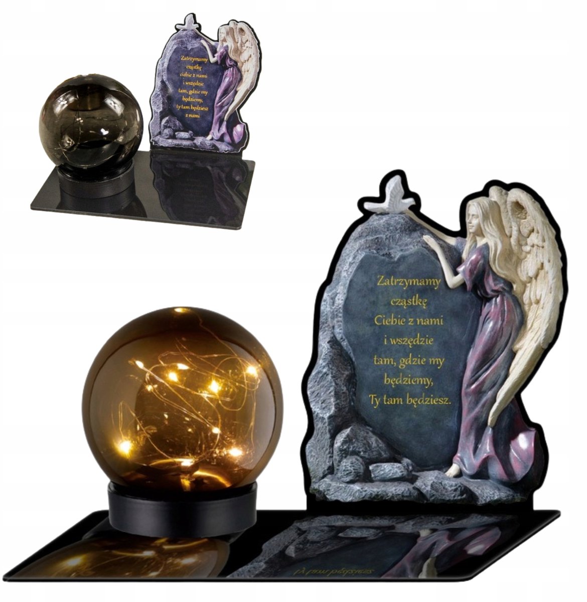 Zonne-LED Grafsteen Decoratie met Vlam Effect - Zwart