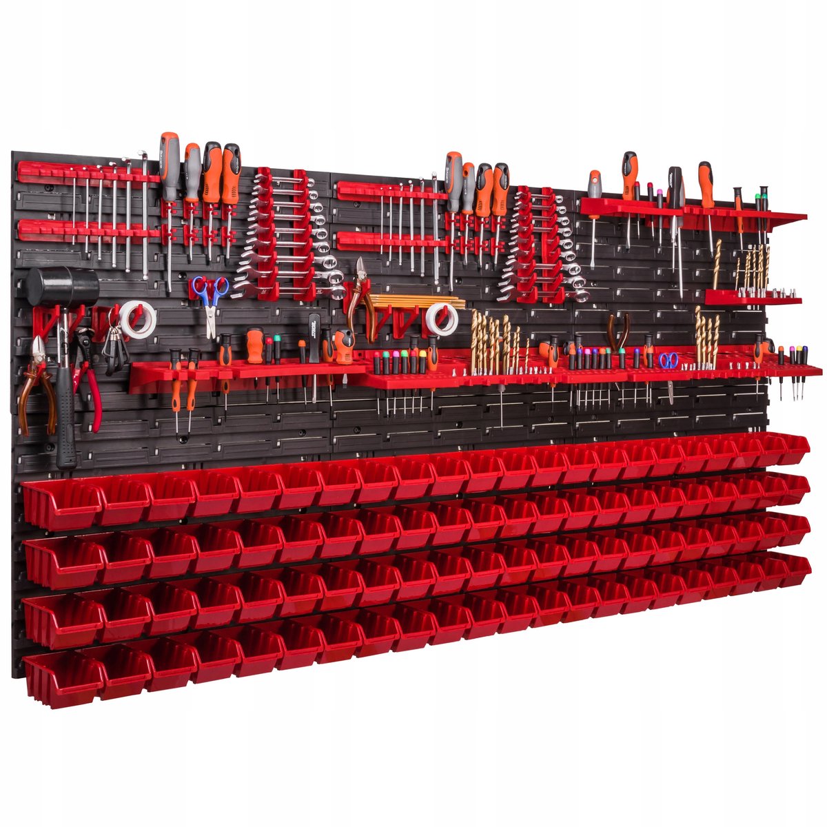 Gereedschapsbord 172x78cm met 88 bakjes, wandpaneel voor garage