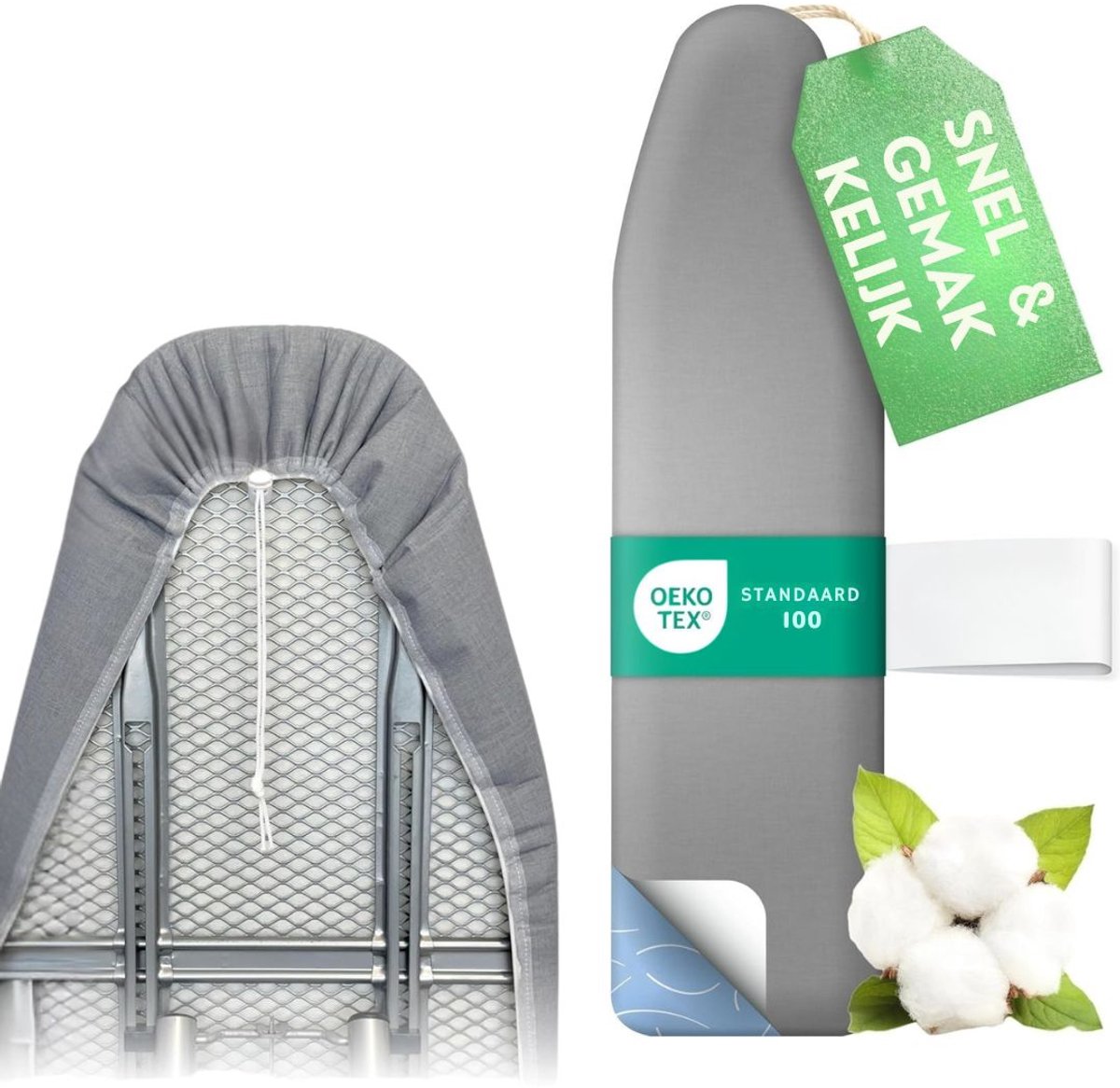 Zavio® Strijkplankhoes - Strijkplankhoezen - Strijkplankovertrek - Grijs